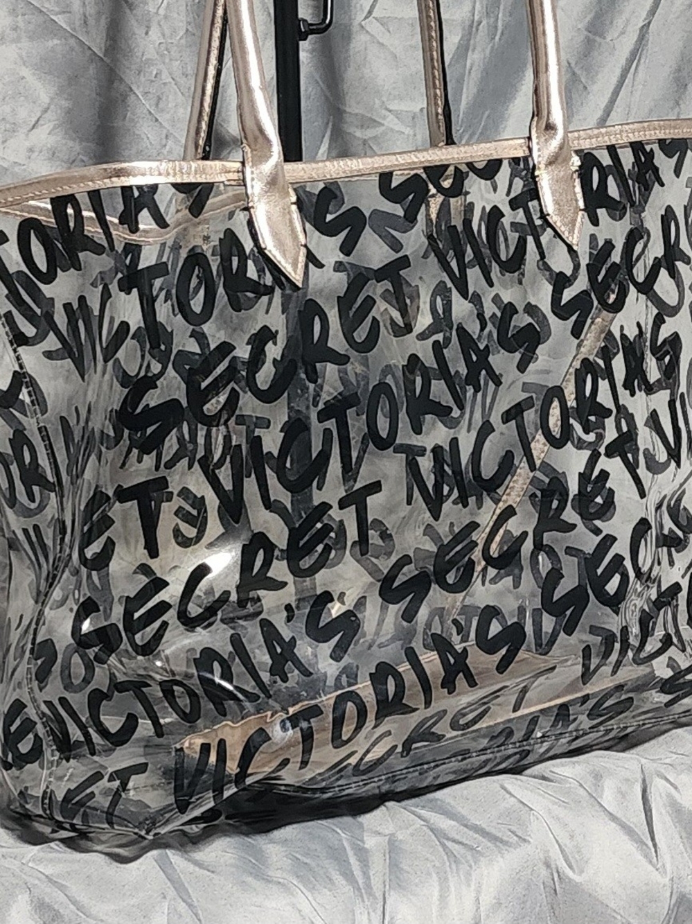 Victoria's Secret Clear Logo Graffiti Tote Bag Pool Bag Purse